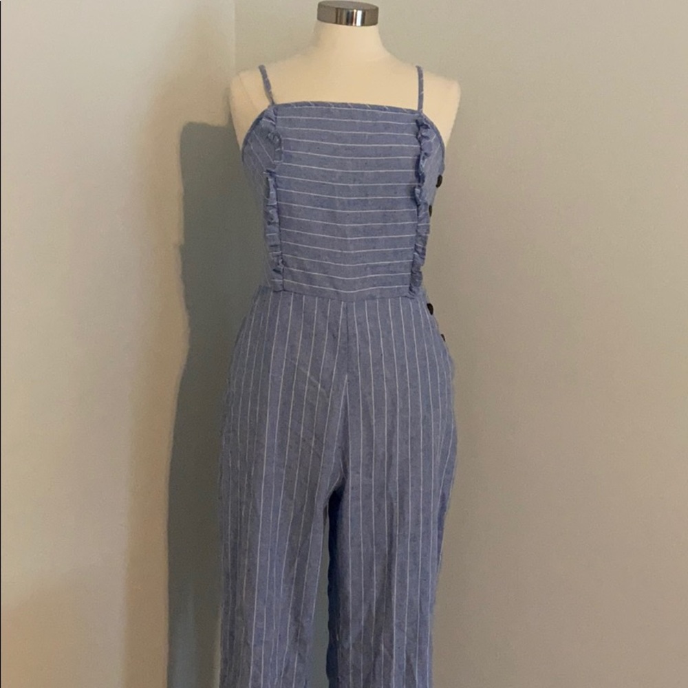 Blue and White Linen Striped Jumper (Never Worn)